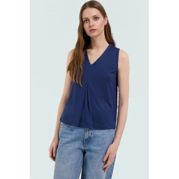 Şık V Yaka Bluz Modal Kumaş Regular Kalıp Yazlık Trend Tasarım Profesyonel Görünüm