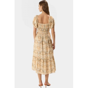 Şık Viskoz Midi Elbise Gipeli Detay ve Skater Kalıp Profesyonel Görünüm Mükemmel Uyum