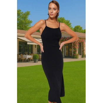 Şık Vücut Şekillendirici Maxi Elbise Örme Polyester Kumaş Yazlık Günlük Kullanım İçin Yüksek Kalite