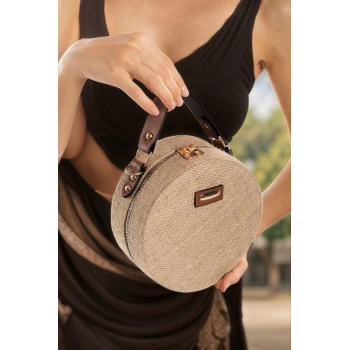 Şık Yuvarlak Hasır Kadın Çantası Yazlık Günlük Plaj Tasarım Özel Tasarım Şık Görünüm Rahat Ve Şık