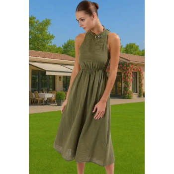 Sırt Detaylı Maxi Müslin Elbise Rahat Yazlık Plaj Giyim Zarifane Tasarım Yüksek Kalite