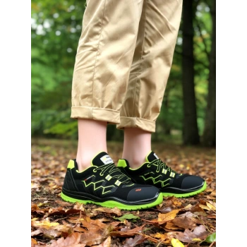 SiyahYeşil İş Ayakkabısı Hafif Fileli ve Nefes Alabilir Mekap Fresh Rmk Delikli