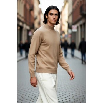 Soğuk Havaların Vazgeçilmezi Erkek Regular Fit Triko Kazak Dik Yaka Konforlu Düz Tasarım Kaliteli