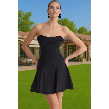 Straplez A Kesim Kısa Dokuma Abiye Elbise Yaz Mezuniyet Modern Stil Uzun Ömürlü Seçkin Malzeme