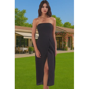 Straplez Maxi Plaj Elbisesi Çini Desenli Pamuklu Yazlık Modern Stil Yüksek Kalite Premium Kalite