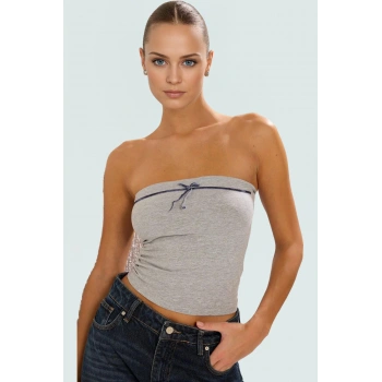 Straplez Örme Bluz Fitted Kalıp Pamuklu Kumaş Rahat Günlük Stil Şık Görünüm Uzun Ömürlü