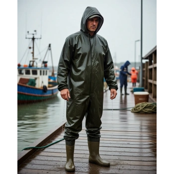 Su Geçirmez Tulum Takım CBT1200 Balıkçılık ve Şantiye 1200 Yerli Çizme Kapüşonlu Boy Çbt