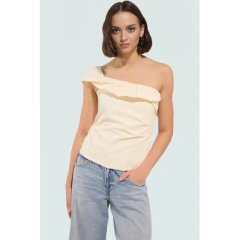 Tek Omuzli Terrycotton Bluz Regular Kalip Yazlik Casual Tarz Modern Stil Kaliteli İşçilik