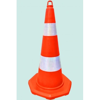 Trafik Konisi 75cm Isg Uyarıcı Reflektör Bantlı Ağırlıklı Tabanlı Yüksek Görünürlüklü