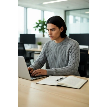 Unisex Basic Regular Kalıp Bisiklet Yaka Saç Örgü Desenli Kalın Triko Kazak Kışlık Şıklık Kaliteli