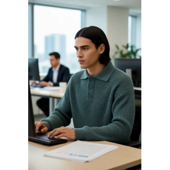 Unisex Geniş Kesim Polo Yaka Selanik Dokuma Triko Kazak Soğuk Havalarda Konforlu Stilin Adresi