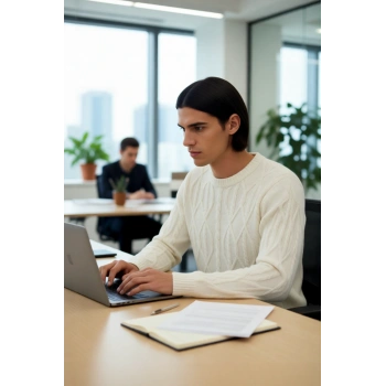 Unisex Oversize Rahat Kesim Saç Örgü Desenli Bisiklet Yaka Uzun Kol Triko Kazak Kış İçin İdeal