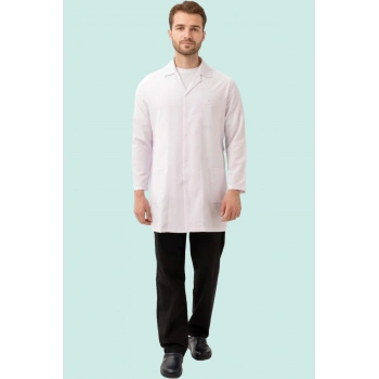 Uzun Kollu Erkek Laboratuvar Önluğu İş Güvenliği Hedera Önlük Renk Düğmeli Temiz Görünümlü