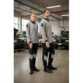 Uzun Kollu Polo Tişört İş Güvenliği Armalı Görünüm Konfor