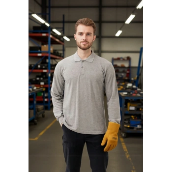 Uzun Kollu Polo Tişört Melanj İş Güvenliği Gaura shırt
