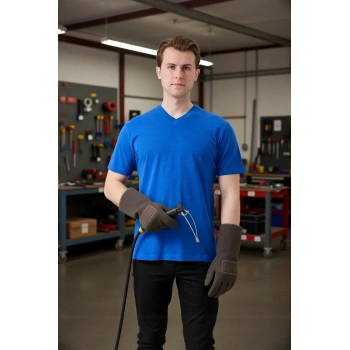 V Yaka 100 Pamuk Penye Tshirt Is Gvenligi Galanthus shirt Nefes Alabilir Rahat Şık Tasarım