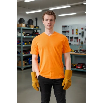 V Yaka 100 Pamuk Penye Tshirt Is Gvenligi Galanthus shirt Nefes Alabilir Rahat Şık Tasarım