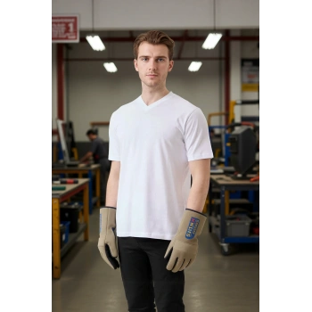 V Yaka 100 Pamuk Penye Tshirt Is Gvenligi Galanthus shirt Nefes Alabilir Rahat Şık Tasarım