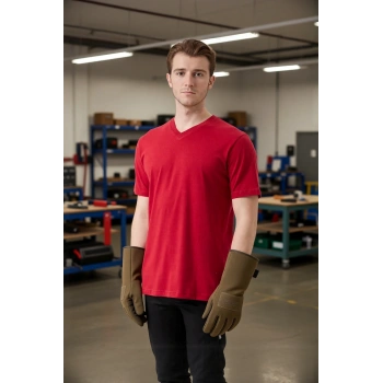 V Yaka 100 Pamuk Penye Tshirt Is Gvenligi Galanthus shirt Nefes Alabilir Rahat Şık Tasarım