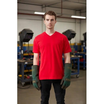 V Yaka 100 Pamuk Penye Tshirt Is Gvenligi Galanthus shirt Nefes Alabilir Rahat Şık Tasarım