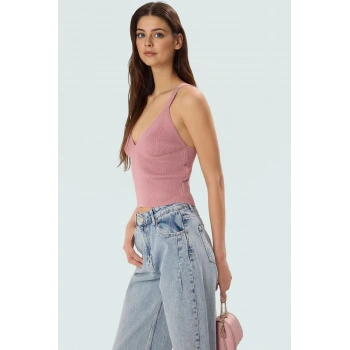 V Yaka Fitted Triko Bluz Yazlık Rahat Kombinler İçin Özel Tasarım Özenle Seçilmiş