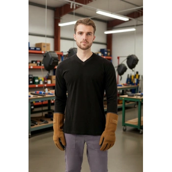 V Yaka Uzun Kollu Penye Tshirt Padus shirt Rahat Kesim Günlük İş Kullanımı İçin