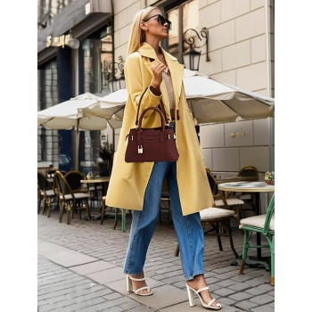 Vegan Deri Mini Çanta Kilit Detaylı El ve Omuz Askılı Şık Tasarım Profesyonel Görünüm Yüksek Kalite