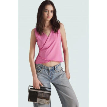 Vücuda Oturan Anvelop Bluz Likralı Penye Crop Casual Rahat Ve Şık Modern Stil Uzun Ömürlü