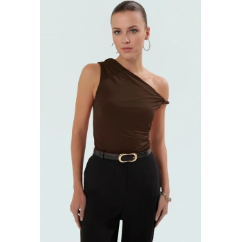 Vücuda Oturan Örme Bluz Basic Kısa Kollu Konforlu Kesim Modern Stil Dayanıklı Malzeme