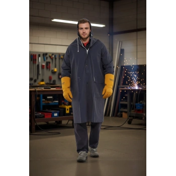 Yağmurluk Su Geçirmez Kapüşonlu İşçi Mont Pvc Dikişsiz Astarlı İthal Hafif Tasarım