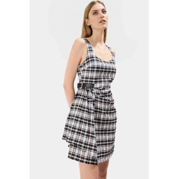 Yazlık A Kesim Ekose Mini Elbise Pamuklu Kumaş Günlük Şıklık Modern Stil Uzun Ömürlü Rahat Ve Şık