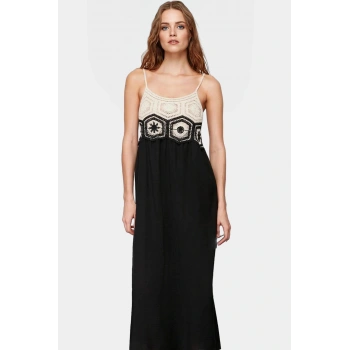 Yazlık A line Kolsuz Pamuklu Midi Elbise Kroşe Detaylı Günlük Zarifane Tasarım