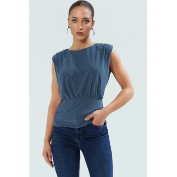 Yazlık Bluz Nefes Alan Örme Kumaş Bisiklet Yaka Regular Kalıp Şık Görünüm Zarifane Tasarım