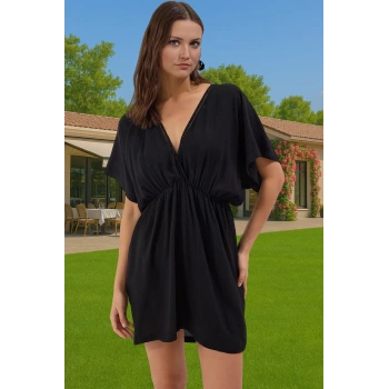 Yazlık Çiçek Desenli Mini Viskoz Plaj Elbisesi Rahat Kalıp Günlük Kullanım İçin Yüksek Kalite