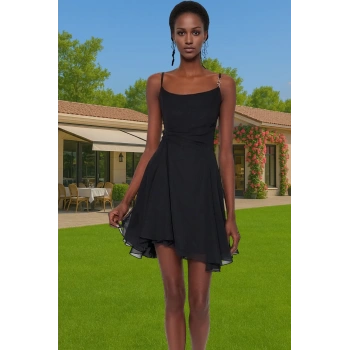 Yazlık Çiçekli A Kesim Mini Elbise Polyester Şifon Kumaş Yüksek Kalite Yüksek Kalite Konforlu Kesim