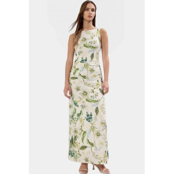 Yazlık Çiçekli Bodycon Elbise Maxi Uzunluk Örme Kumaş Premium Kalite Profesyonel Görünüm Uzun Ömürlü