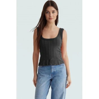 Yazlık Crop Bluz Renk 100 Pamuk Kaşkorse Örme Havuz Yaka Rahat Günlük Dayanıklı Malzeme