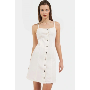 Yazlık Denim Mini Elbise Straplez Kolsuz Bodycon Kesim Rahat Günlük Kullanım İçin