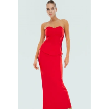 Yazlık Elbise Kolsuz Straplez Regular Polyester Elastan Finike Dokuma