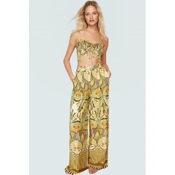 Yazlık Etnik Desenli Viskoz Bluz Pantolon Takım Şık ve Rahat Modern Stil Trend Tasarım
