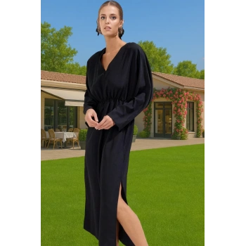 Yazlık Kadın Maxi Elbise Tek Kol Shally Dokuma Çiçek Desenli Profesyonel Görünüm Kaliteli İşçilik