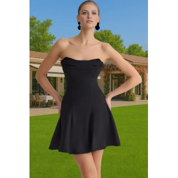 Yazlık Kadın Mini A Kesim Straplez Elbise Polyester Elastan Uzun Ömürlü Rahat Kullanım Uzun Ömürlü