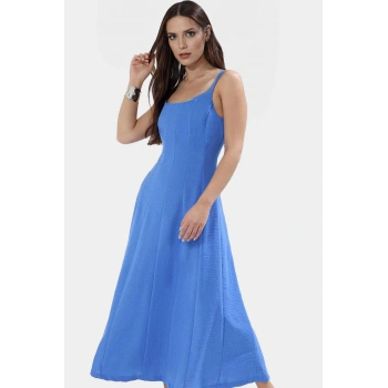 Yazlık Maxi Elbise A Kesim Kare Yaka Polyester Dokuma Günlük Profesyonel Görünüm