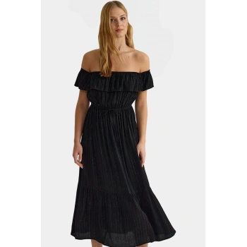 Yazlık Maxi Elbise Şık Çizgili Dokuma Kumaş Rahat Günlük Stil Kaliteli İşçilik Mükemmel Uyum