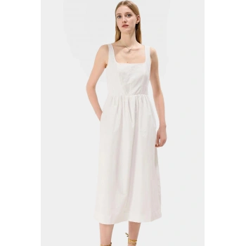 Yazlık Midi Boy Kolsuz Poplin Elbise Rahat Günlük Stil Kaliteli İşçilik Şık Görünüm