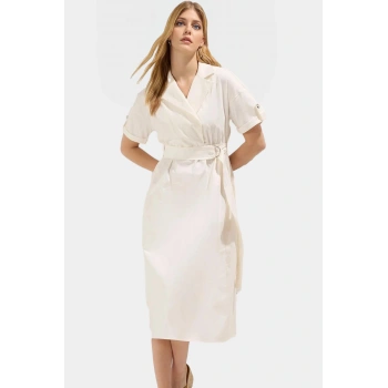 Yazlık Midi Elbise Rahat A Kesim Dokuma Kumaş Casual Stil Modern Dayanıklı Malzeme