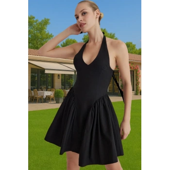 Yazlık Pamuklu Poplin A Kesim Mini Elbise Kadın Balo Elbisesi Rahat Kullanım Premium Kalite