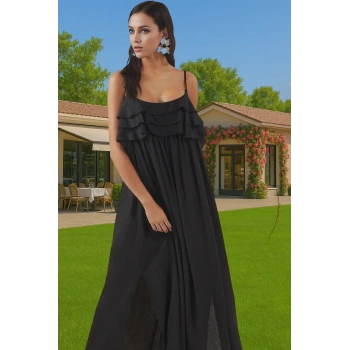 Yazlık Plaj Elbisesi Skater Kalıp Maxi Boy Viskoz Dokuma Rahat Premium Kalite Günlük Kullanım İçin