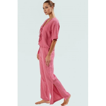 Yazlık Rahatlık Pamuklu Polyester Keten Dokuma Plaj Takımı Özenle Seçilmiş