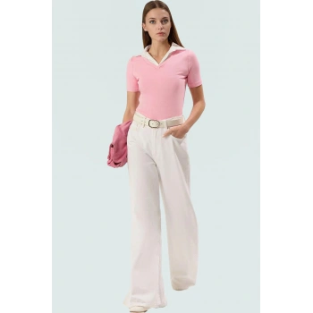 Yazlık Ribana Bluz Modern Fitted Kalıp ve Polo Yaka Dayanıklı Malzeme Stil